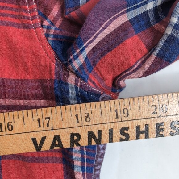 KUHL Women's Red/White/Navy Plaid Button Up Shirt w/ Spellout Logo, Medium - Picture 6 of 7